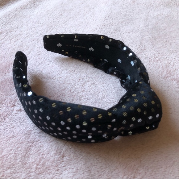 Lele Sadoughi Jet Dotted Velvet Knotted Headband - Picture 3 of 4